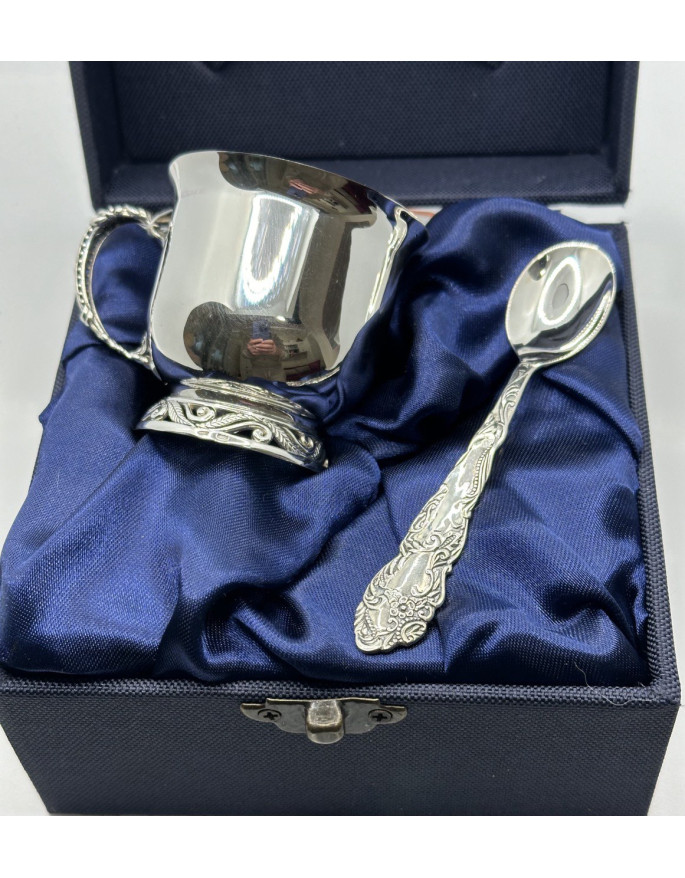 Набір срібна кавова чашка та кавова ложка ( арт. 8100423Н2)